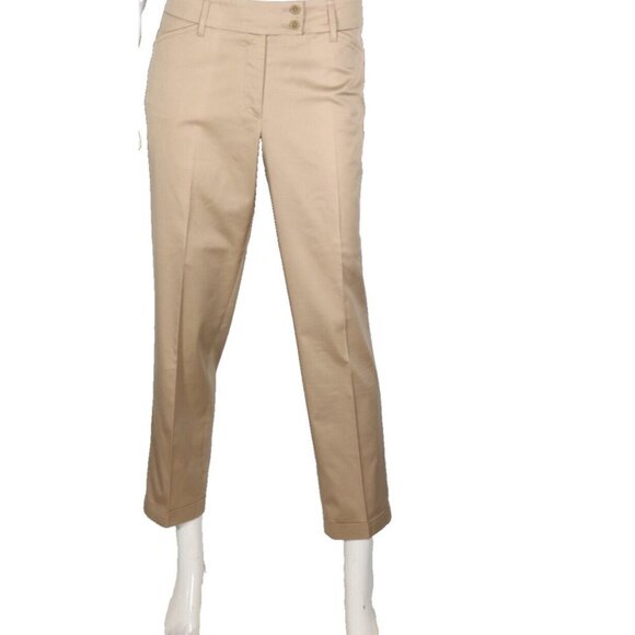 Cambio Women's Size 10 Beige Kelsey Pant Cropped Cotton Slim Cuffed Trouser $280 - Picture 2 of 9